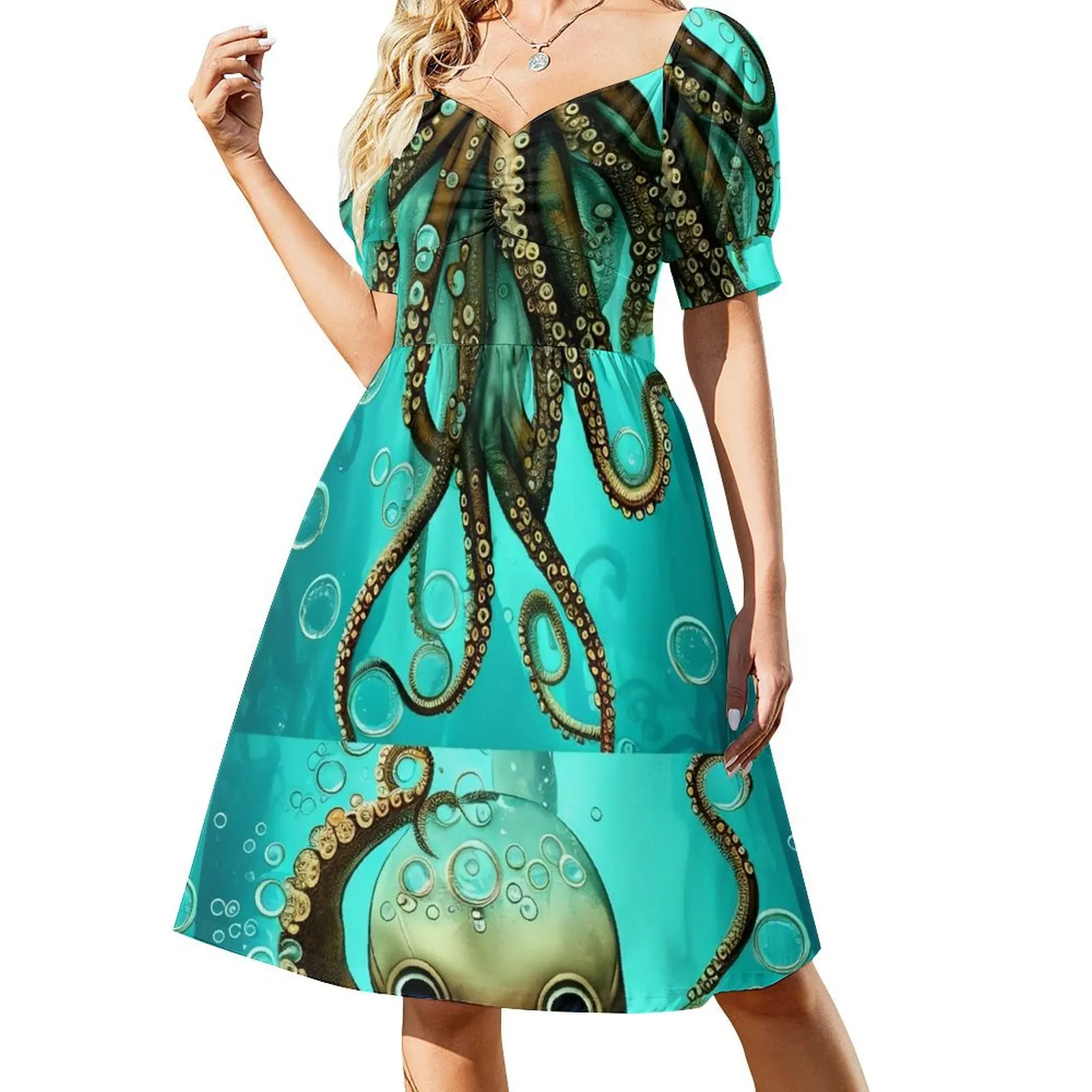 

Octopus Underwater Short Sleeved Dress Woman's evening dress sexy dress sensual sexy for women