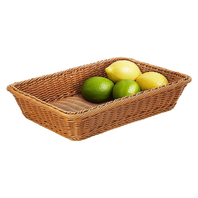 16 Inch Wicker Storage Basket,Bread Basket Shop Supermarket Display Basket Woven Food Fruit Restaurant Serving Basket