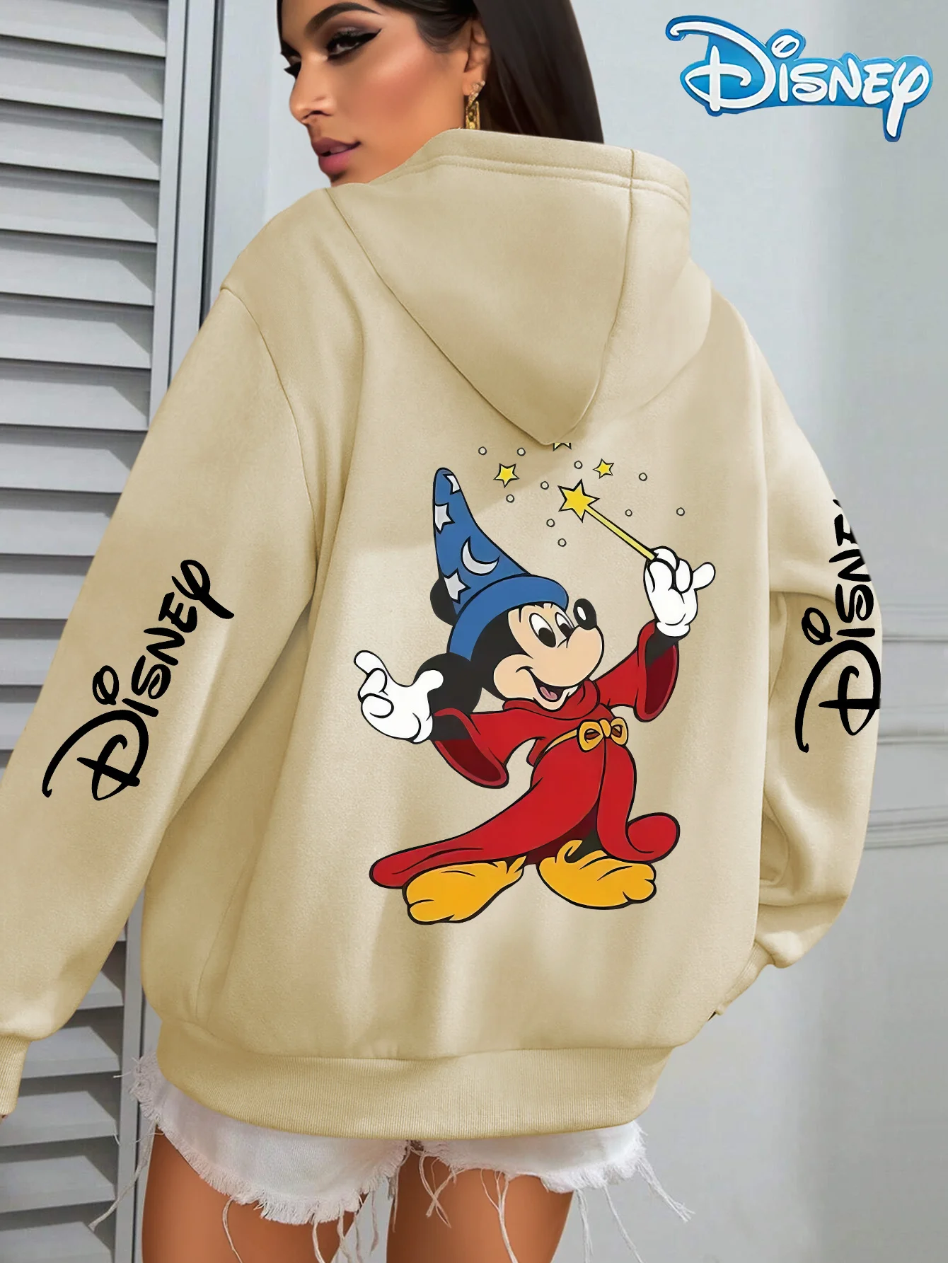 

Женская осенне-зимняя флисовая толстовка с капюшоном и рисунком Микки Мауса Диснея, уличная одежда унисекс, свободная повседневная одежда большого размера