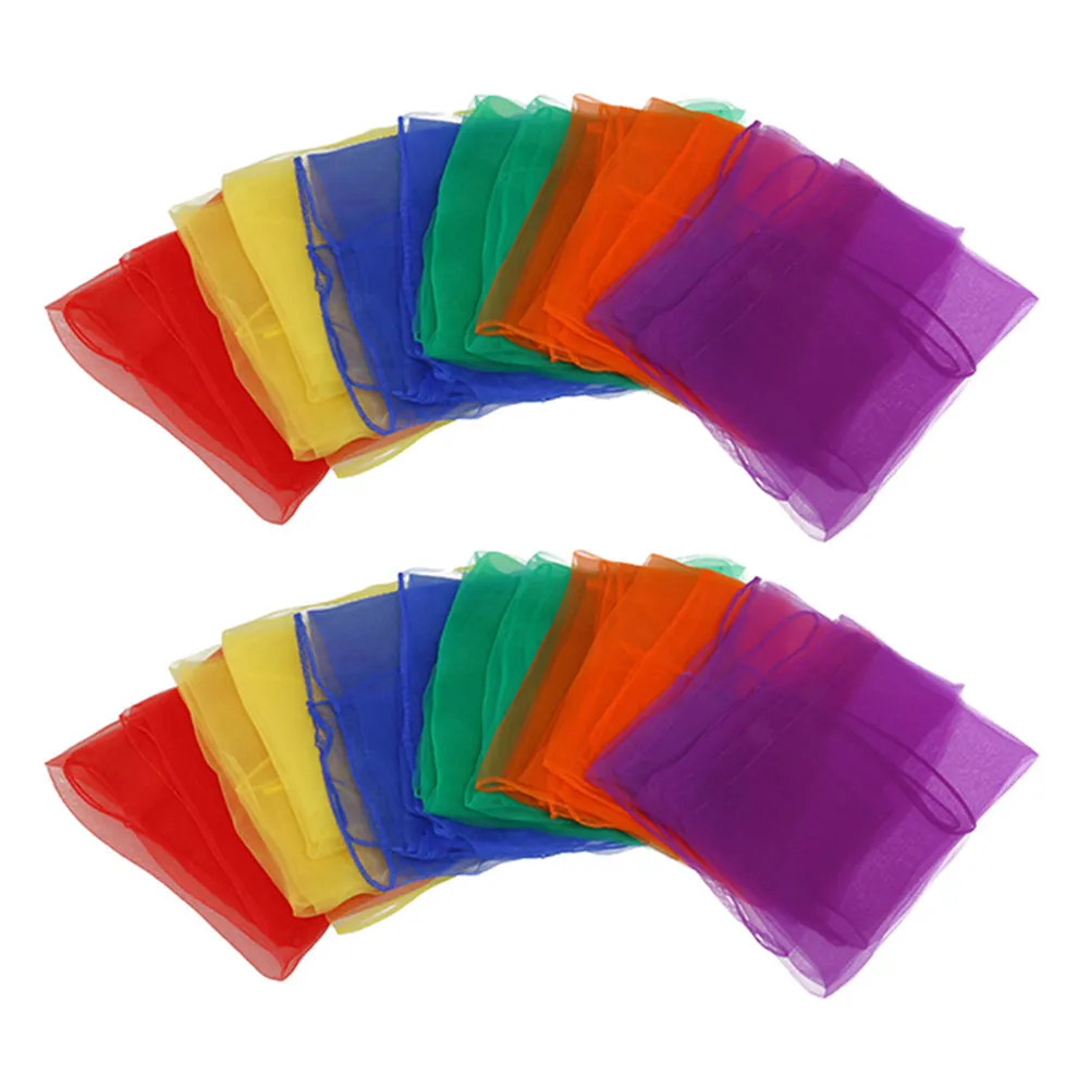 

12Pcs Pure Chiffon Scarves Lightweight Skin Friendly Performance Dance Juggling Scarves for Play and Stage Use