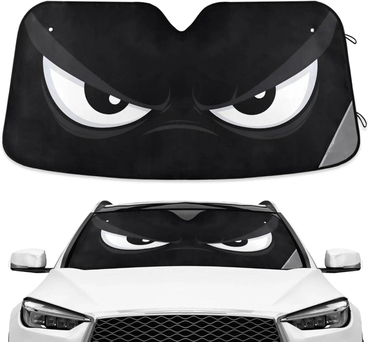 

Evil White Eyes Windshield Sunshade for Car Truck SUV Blocks UV Rays Accordion Folding