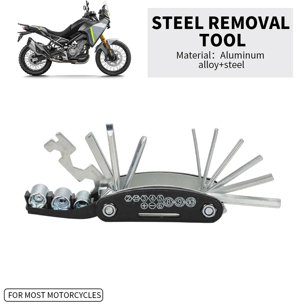 Universelles Motorrad-Werkzeug für CFMOTO 450MT 800MT, Stahl-Entfernungswerkzeug, faltbares Reparaturset, Multitool, Sechskant-Schraubendreher, Teile