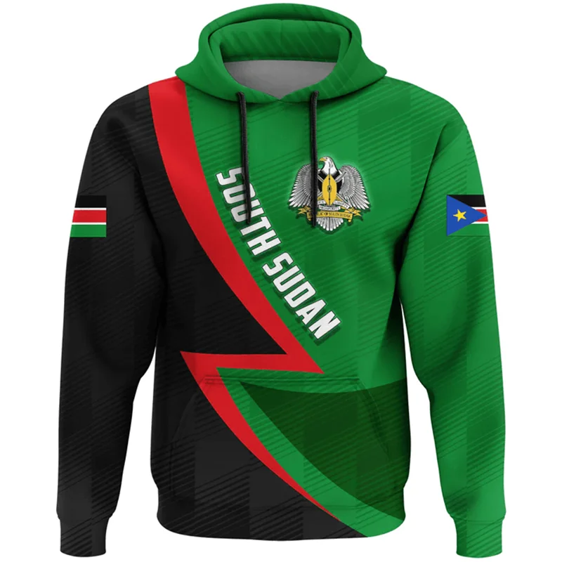 

South Sudan National IndependenceDay 3D Printed Hoodies For Men South Sudan Emblem Flag Map Graphic Pullovers Hooded Sweatshirts