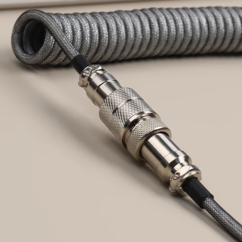 Imagen 2 del producto Cable de teclado Usb en espiral LANO, teclado en espiral negro, Cable Usb tipo C, conector de aviador de Metal, Cable de teclado Usb GX16 para juegos