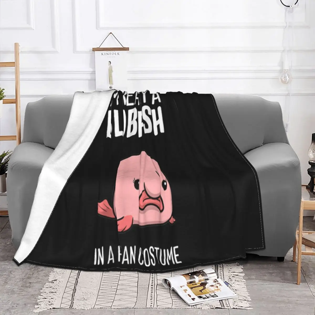 Top Im Really A Blobfish In A Human Costume Halloween Funny Present Swag Novelty Trend Throw Blanket