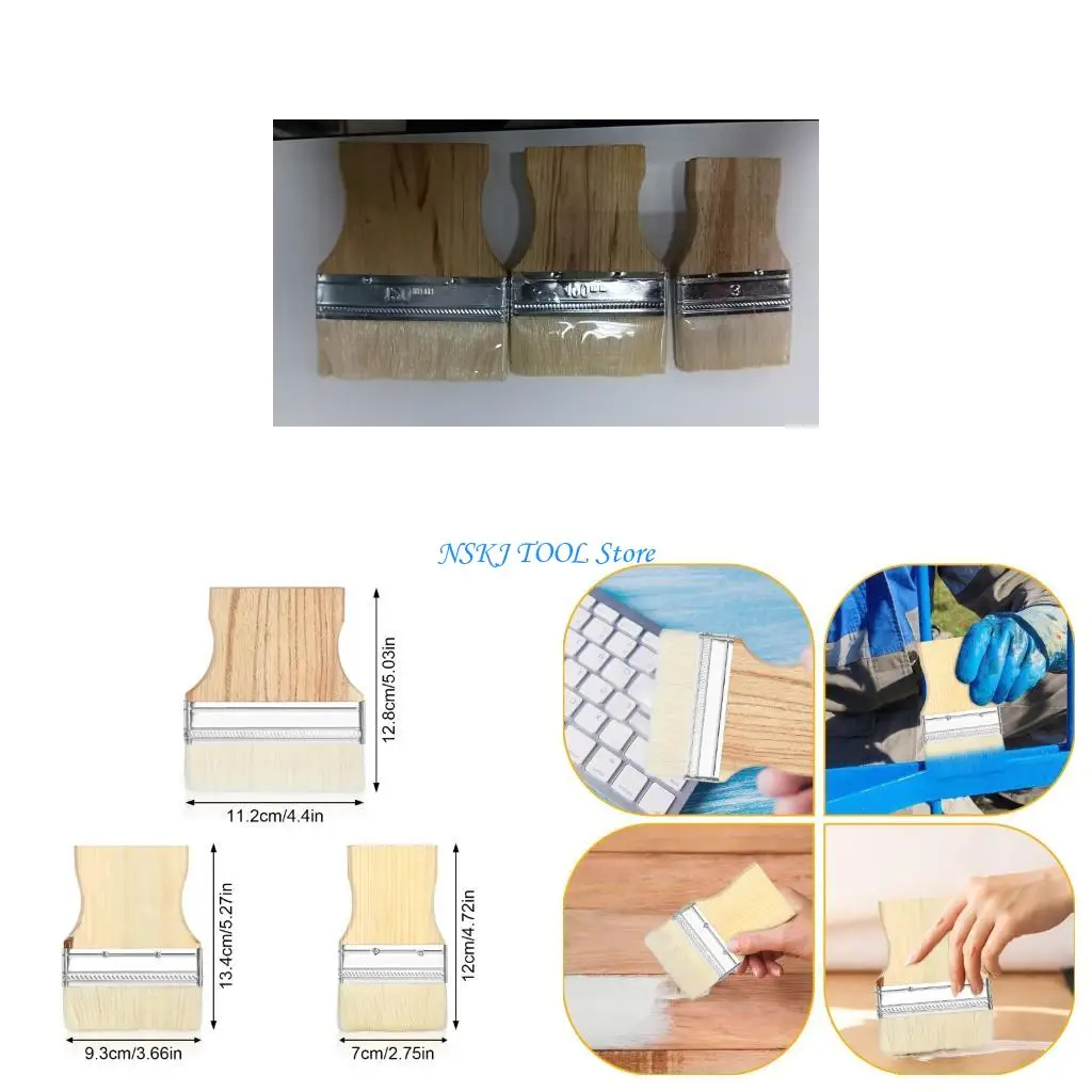 

L8RC 4pcs Square Painting щетки для деревянной ручки с плоской кистью широко раскрыты