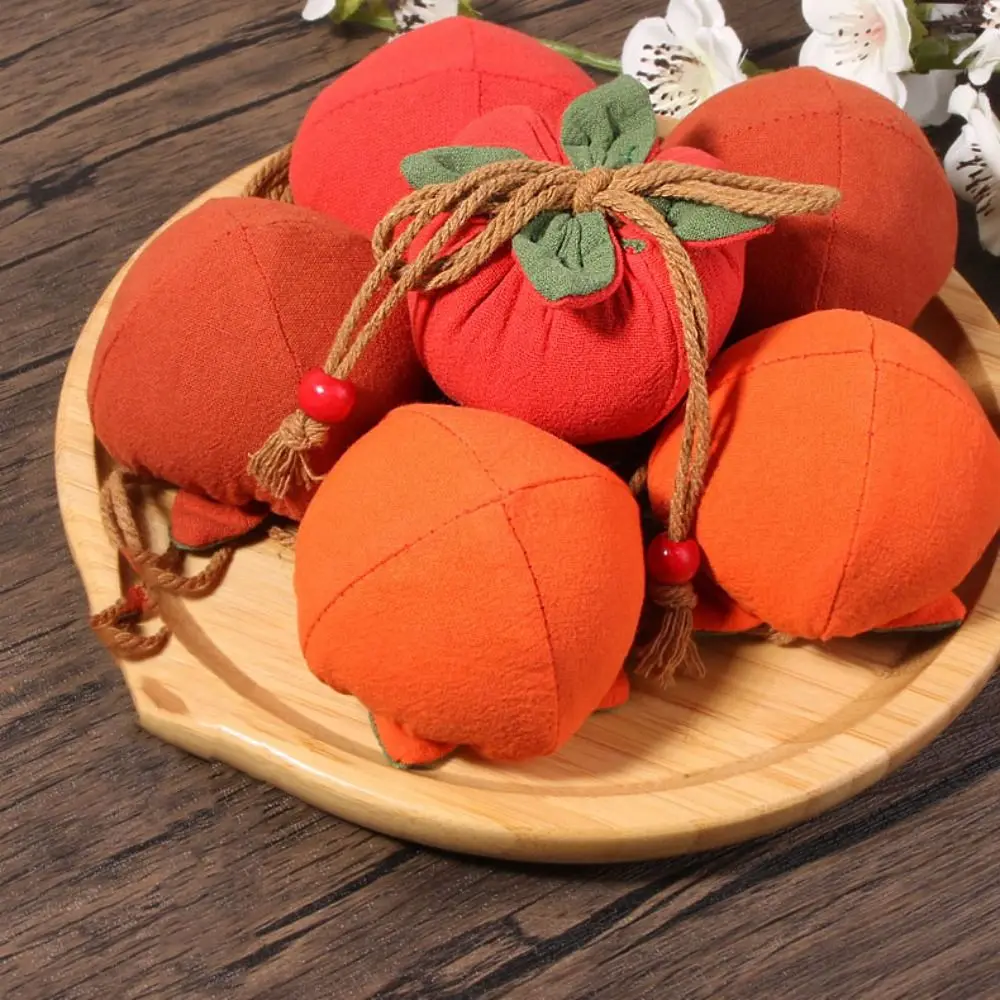 

Coin Purse Persimmon Blessing Bag Hanfu Decoration Small Item Bag Chinese Style Sachet Cotton Linen Lucky Pouch Jewelry Bags