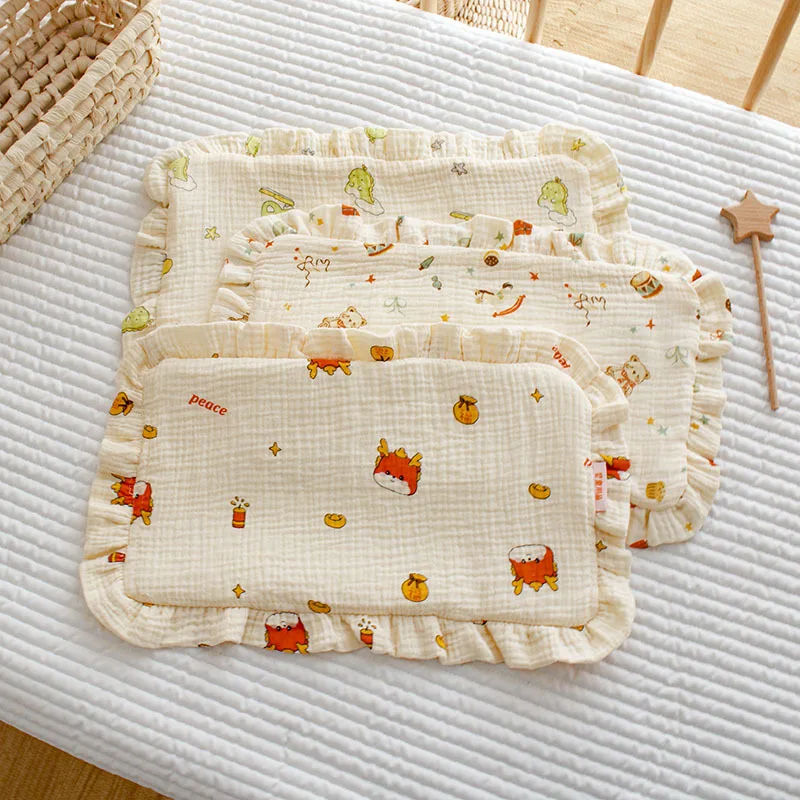 25*40Four-layer Cotton Baby Pillows Soft Napping for Newborn Sweat Absorption Breathable Cotton Baby 0-6 Months Universal Pillow