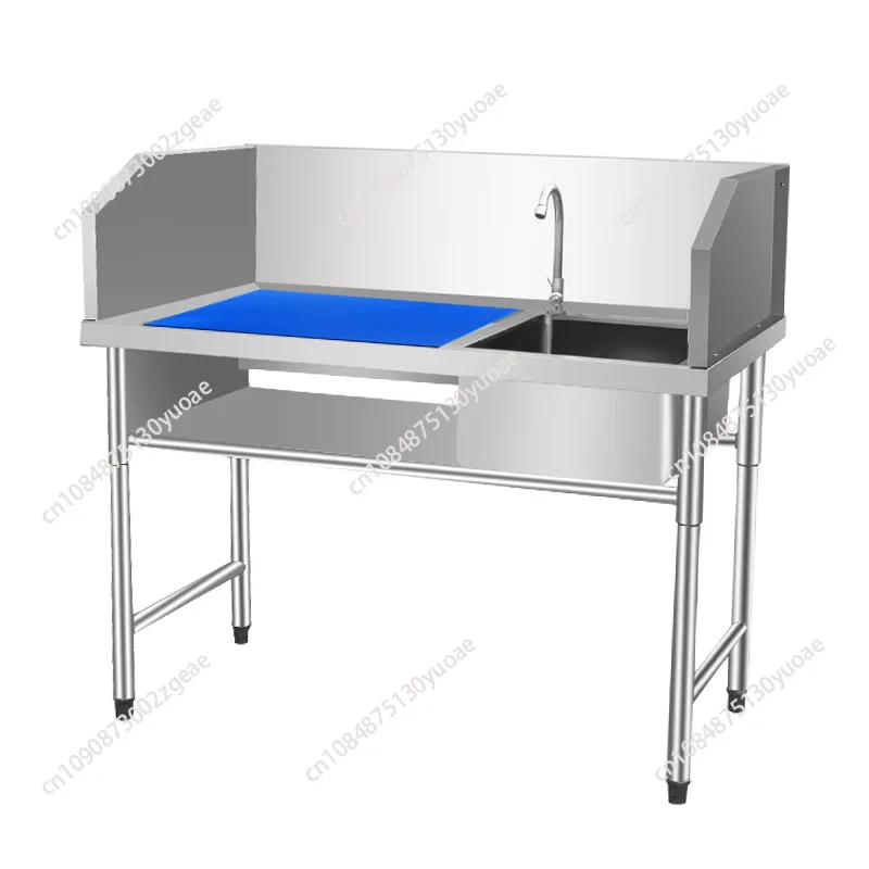 

Stainless steel fish killing table for commercial use, kitchen seafood market, thickened fish killing table with pool