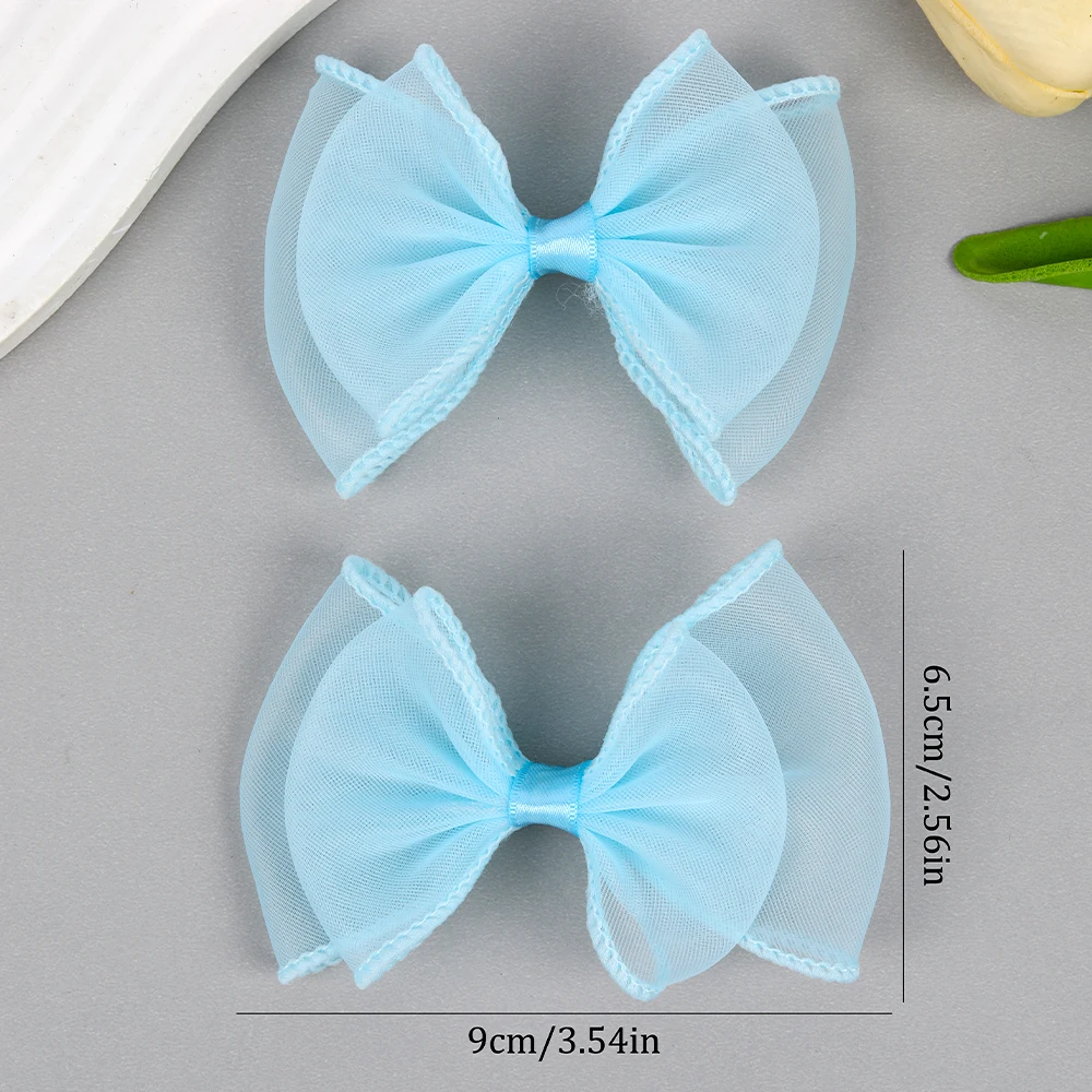 2Pcs Chiffon Bow Hair Clip Girls Bowknot Satin Hairpin Barrettes Pink Ponytail Clip  Headwear Hair Accessories Kids Gifts