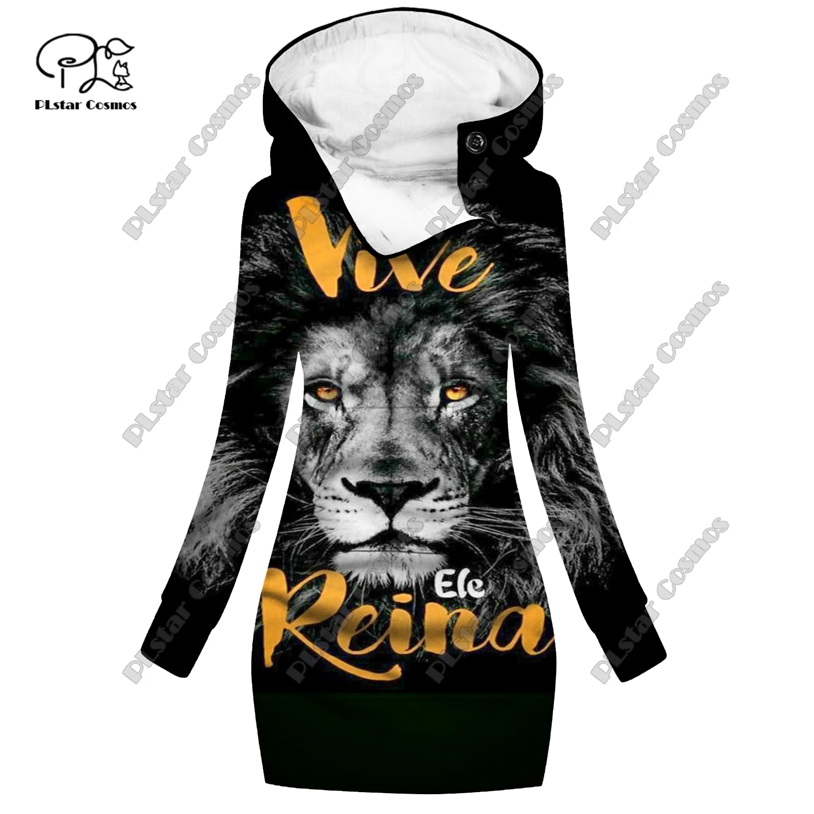 PLstar Cosmos 3D printing women's large pocket open tube dress lion tiger fox cat animal pattern casual slimming series