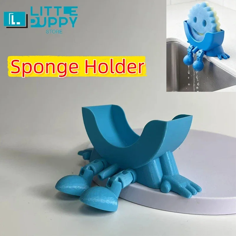 Scrub Peeing Drain Holder Peeing Design Kitchen Sink Sponge Holder Fast Drying Drainage Soap Dish Bathroom Countertop Decor