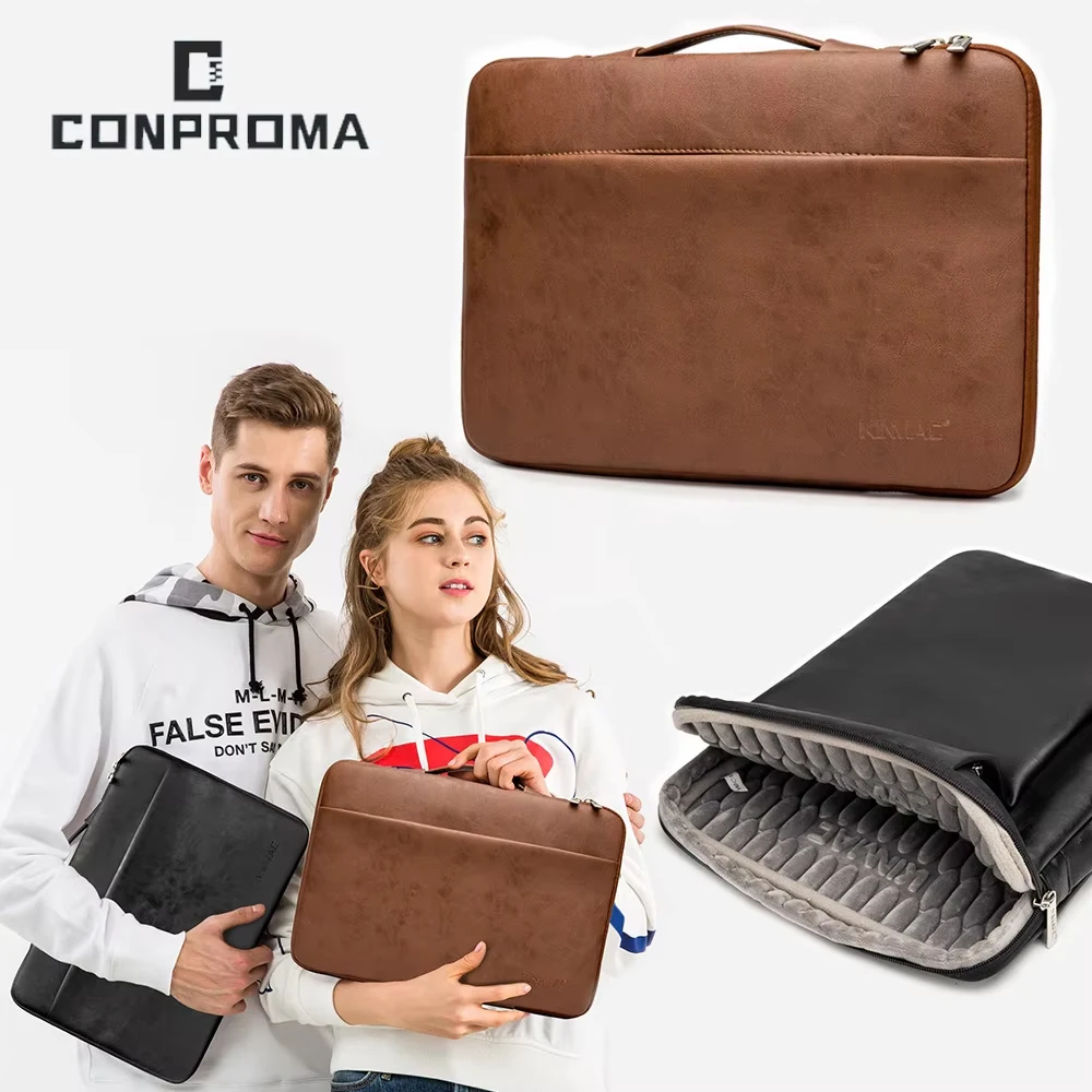 Laptop Bag Case For Macbook Air Pro 12 13 14 15 15.6 Xiaomi Lenovo Asus Acer Dell HP Notebook Sleeve PU Leather Computer Cover