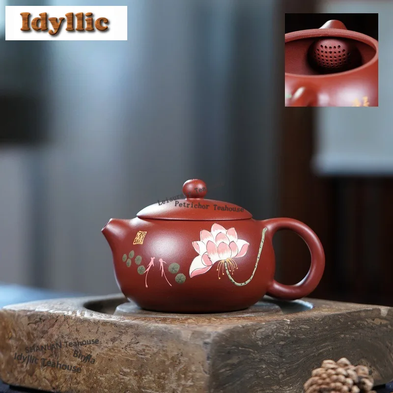 

270ml Ancient Yixing Purple Clay Teapots Handmade Xishi Pot Raw Ore Dahongpao Mud Kettle With Infuser Chinese Zisha Tea Set Gift
