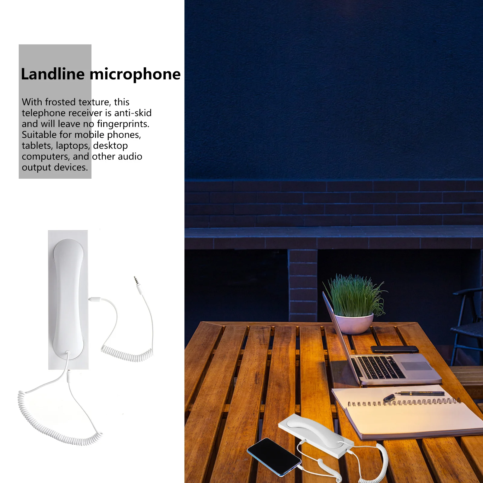 

1Pcs Creative Retro Phone Handset Frosted Texture Anti-Skid Voice Receiver for Mobile Phone Tablet Laptop High Definition