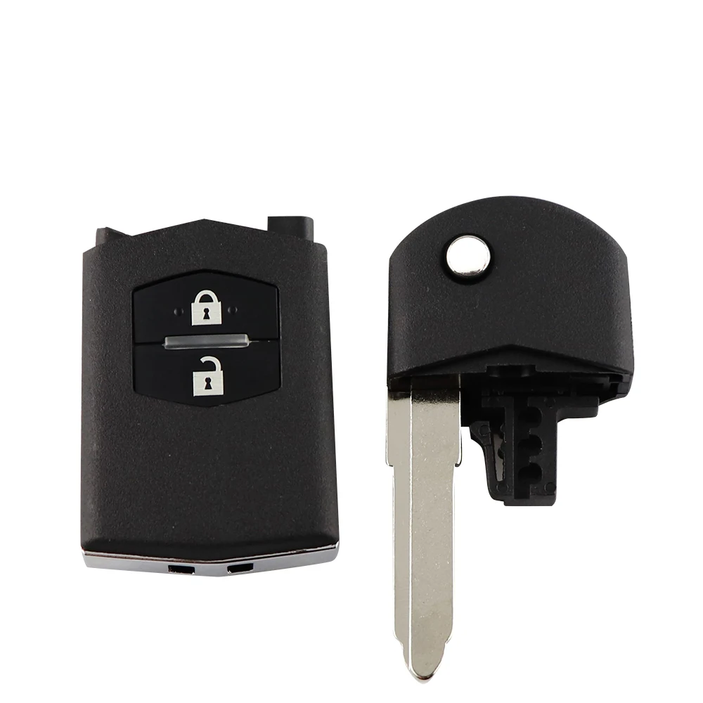 Cangkang Kunci Lipat Mobil 2/3 Tombol dengan Bilah Belum Terpotong untuk Mazda 2 3 5 6 RX8 MX5 M6 CX5 Remote Key Shell