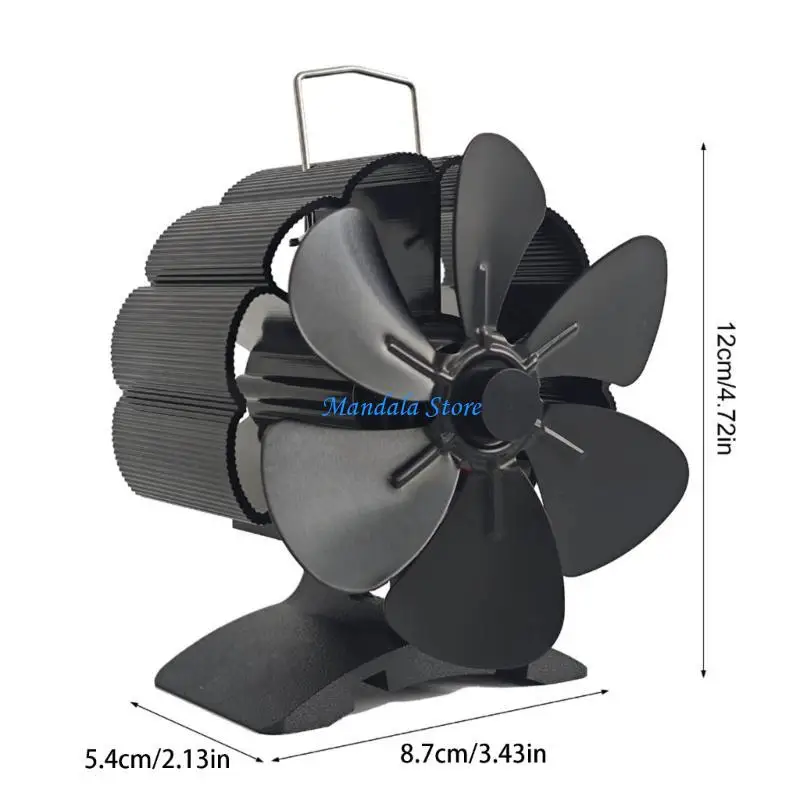 U2JC موقد الخشب مروحة 6 أوراق تعمل بالطاقة الحرارية موقد مروحة الخشب حرق المشجعين قابل للتعديل المواقد مروحة لمروحة موقد الشعلات