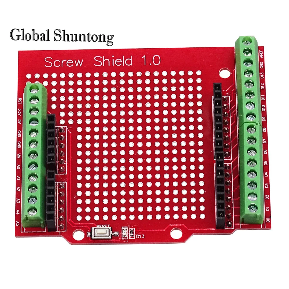 Prototype Screw Shield Expansion Board Assembled Terminal Proto Shield Double-sided PCB IO Solder for Arduino Mega2560 One