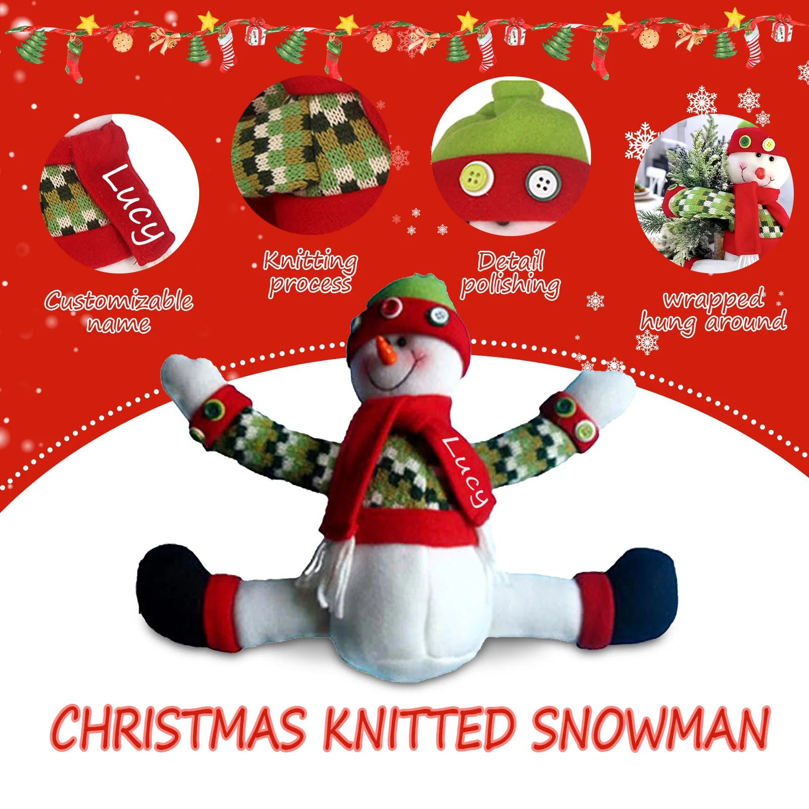 Рождественская вязаная кукла-снеговик, украшение для рождественской елки, праздничные украшения, персонализированные праздничные подарки