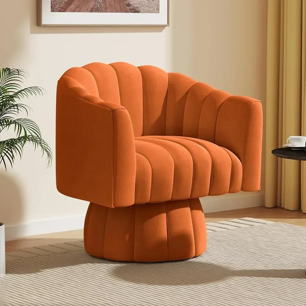 Living Room Chair Coffee Chairs Mid Century 360 Degree Swivel Cuddle Barrel Accent Coffee Chairs Bedroom Office (Orange) Cafe