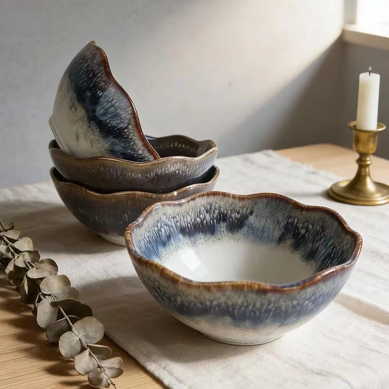 High Temperature Kiln Fired Blue Bowl, Can be used as Appetizer, Yogurt, Salad Bowl, Handmade Ceramic Plate, Underglaze Color