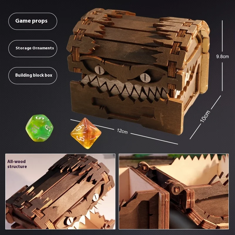 En Stock, figuras de juego de mazmorras, monstruo en el pecho, artesanía de madera, Dnd, monstruo creativo, artesanía, caja de almacenamiento de exhibición coleccionable, juguete