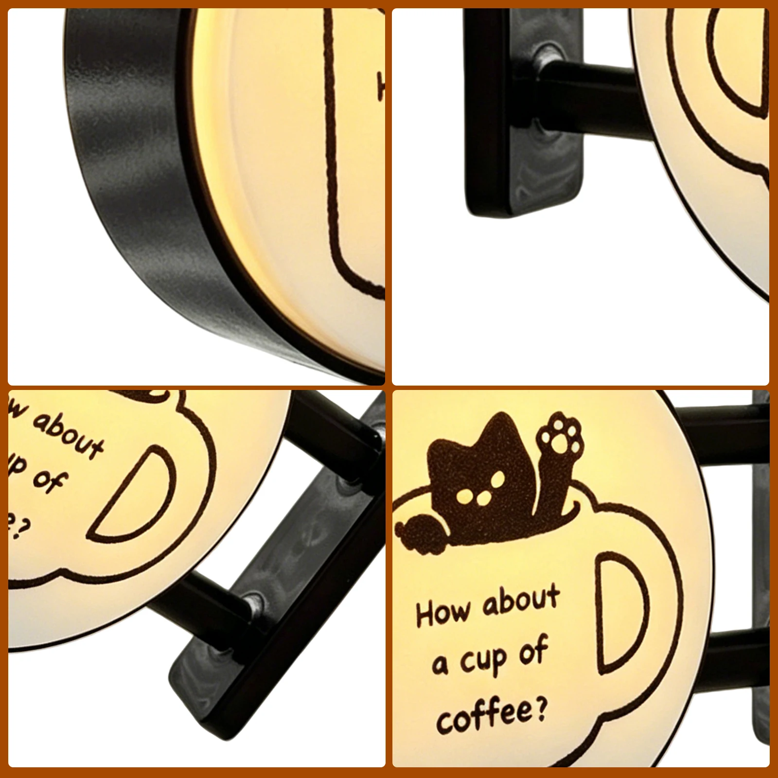 Glowing Coffee Shop Fridge Magnet Warm Light Creative Mini Atmosphere Lights Multi-Purpose for Entryway/Bedroom/Bedside