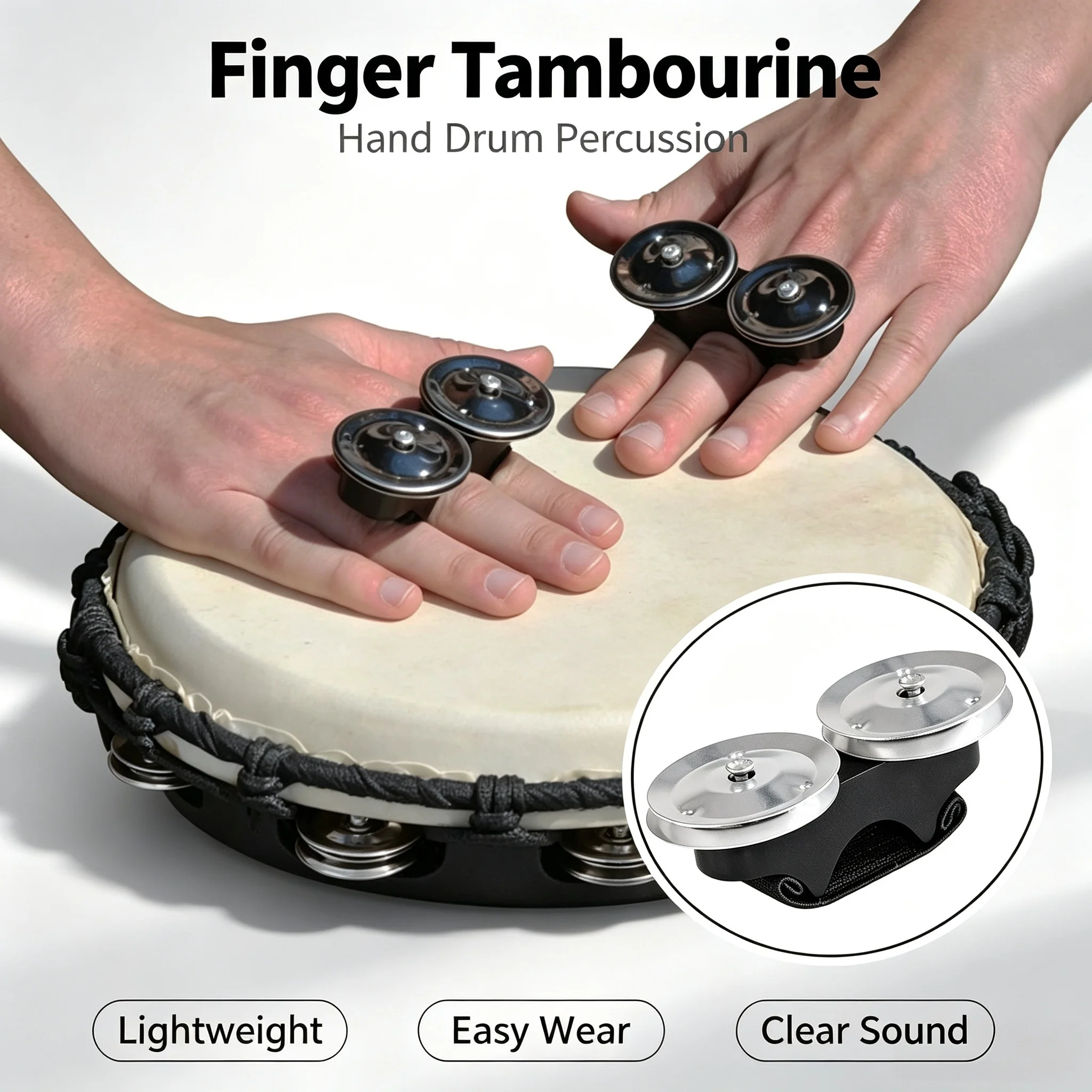 Verstellbares, am Finger montiertes Metall-Jingle-Bell-Percussion-Instrument für Box Drum, Bongo Drum, Live-Bühnen-Rhythmusbegleitung.