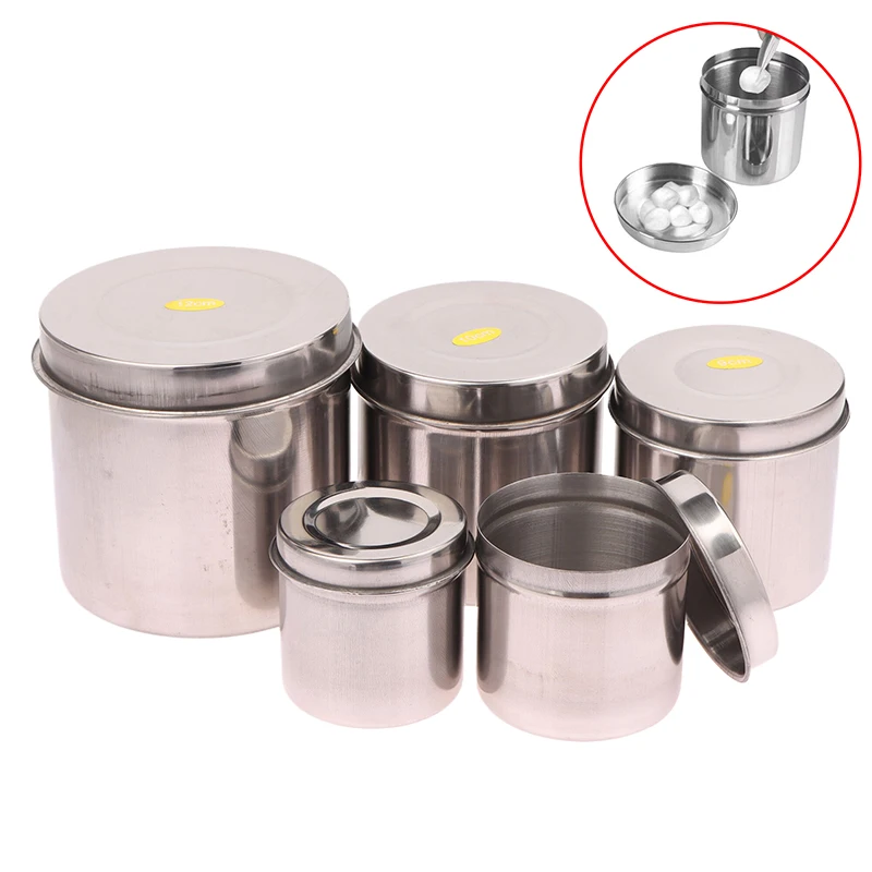 Dental Cotton Tank Stainless Steel Gauze Tampon Sterilizer Box Medicine Cylinder Alcohol Iodine Canister Disinfection Container