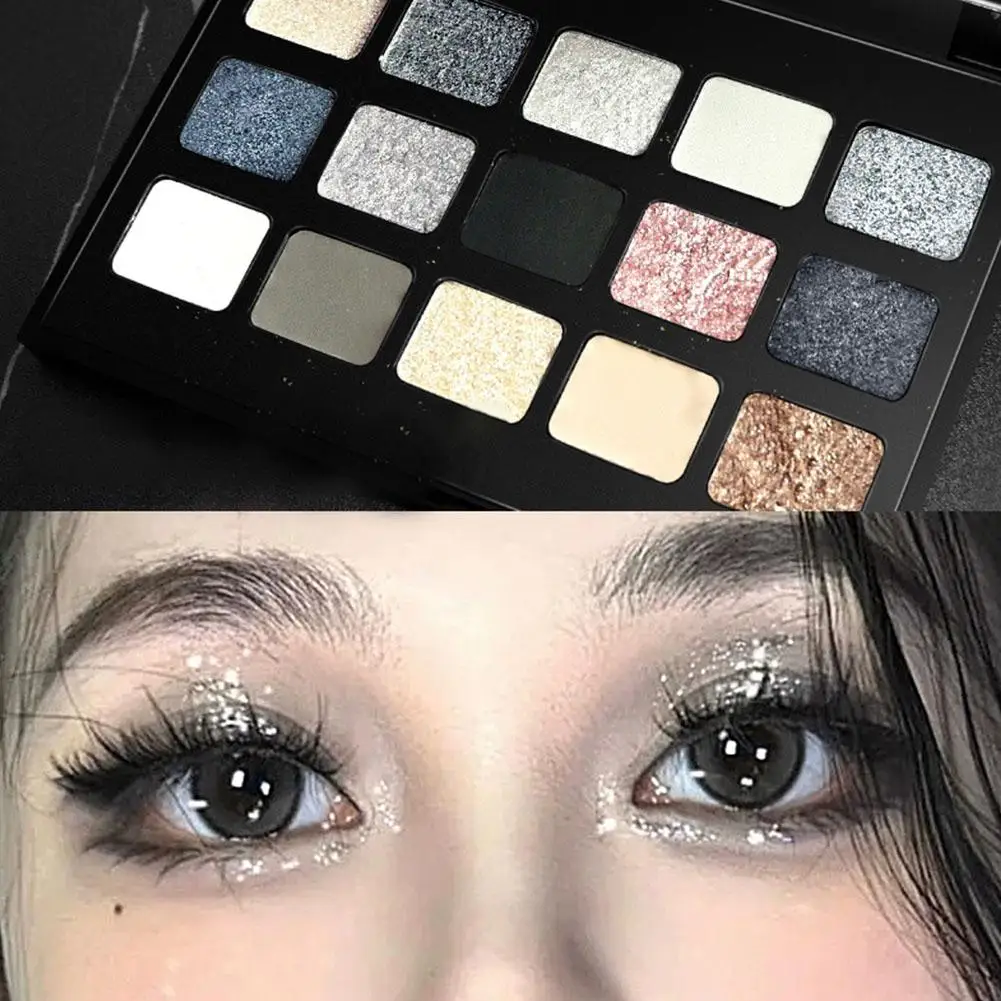 15 Colors Smokey Eyeshadow Palette Dark Black Grey Matte Shimmer Cement Eye Shadow Powder Gothic Halloween Makeup Cosmetics