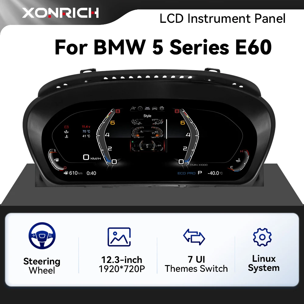 XONRICH Auto Digital Dashboard LCD Instrument Cluster Für BMW 5er E60 E61 E63 E64 CCC CIC 2003-2009 Dashboard Tacho