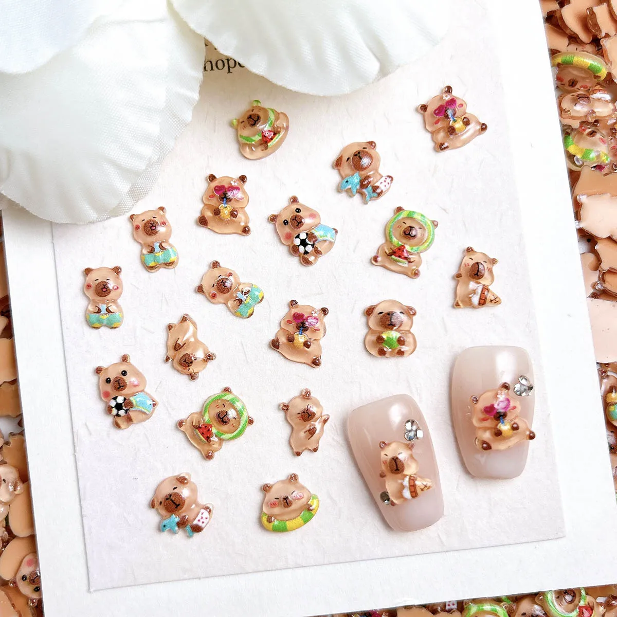 20 قطعة Kawaii الكرتون الراتنج دولفين مسمار السحر الإبداعية كرة القدم دولفين الآيس كريم خنزير غينيا مسمار الفن زينة DIY بها بنفسك الأظافر #6