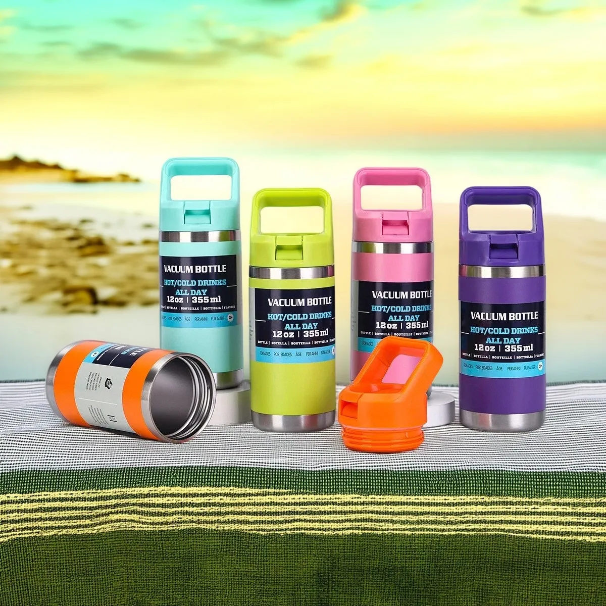 12oz Straw Cup, Insulated Cup with Handle, Portable Insulated Cup, Cold-Keeping Bottle, Can Be Used for 365 Days, 6 Colors to Choose From, the Colors Are Bright and Beautiful, You Deserve to Own One of These Colors