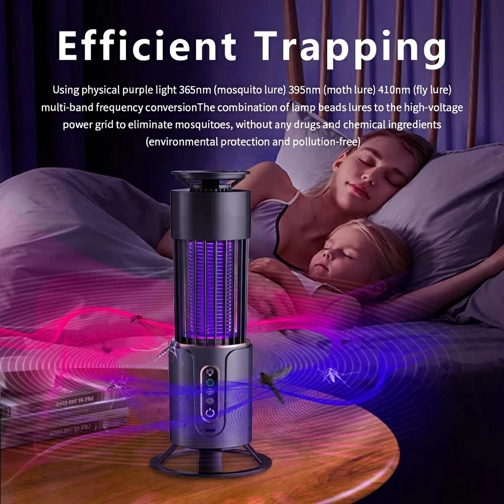 

Электрическая лампа-ловушка для комаров 2025 года, USB-перезаряжаемая, с таймером, для улицы, отпугиватель насекомых, кемпинговый фонарь