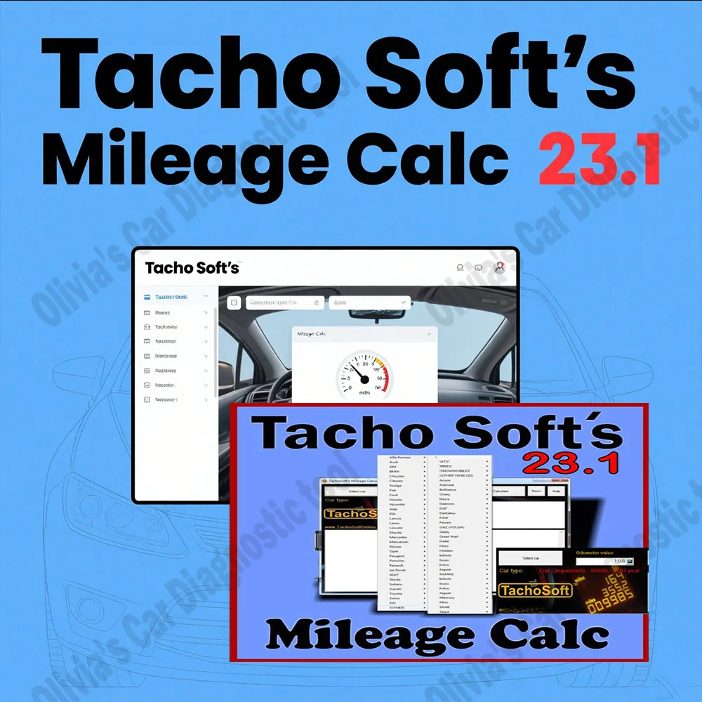 

TachoSoft Mileage Calculator 23.1 obd2 scanner Car accessories tool calculator+dash cam+mileage software package repair software