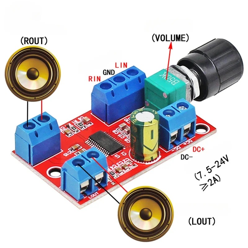 SOTAMIA 60W Two Channel Digital Power Amplifier Audio Board 2.0 30Wx2 Mini Amp Hifi Stereo Power Amplifier Module DC12V