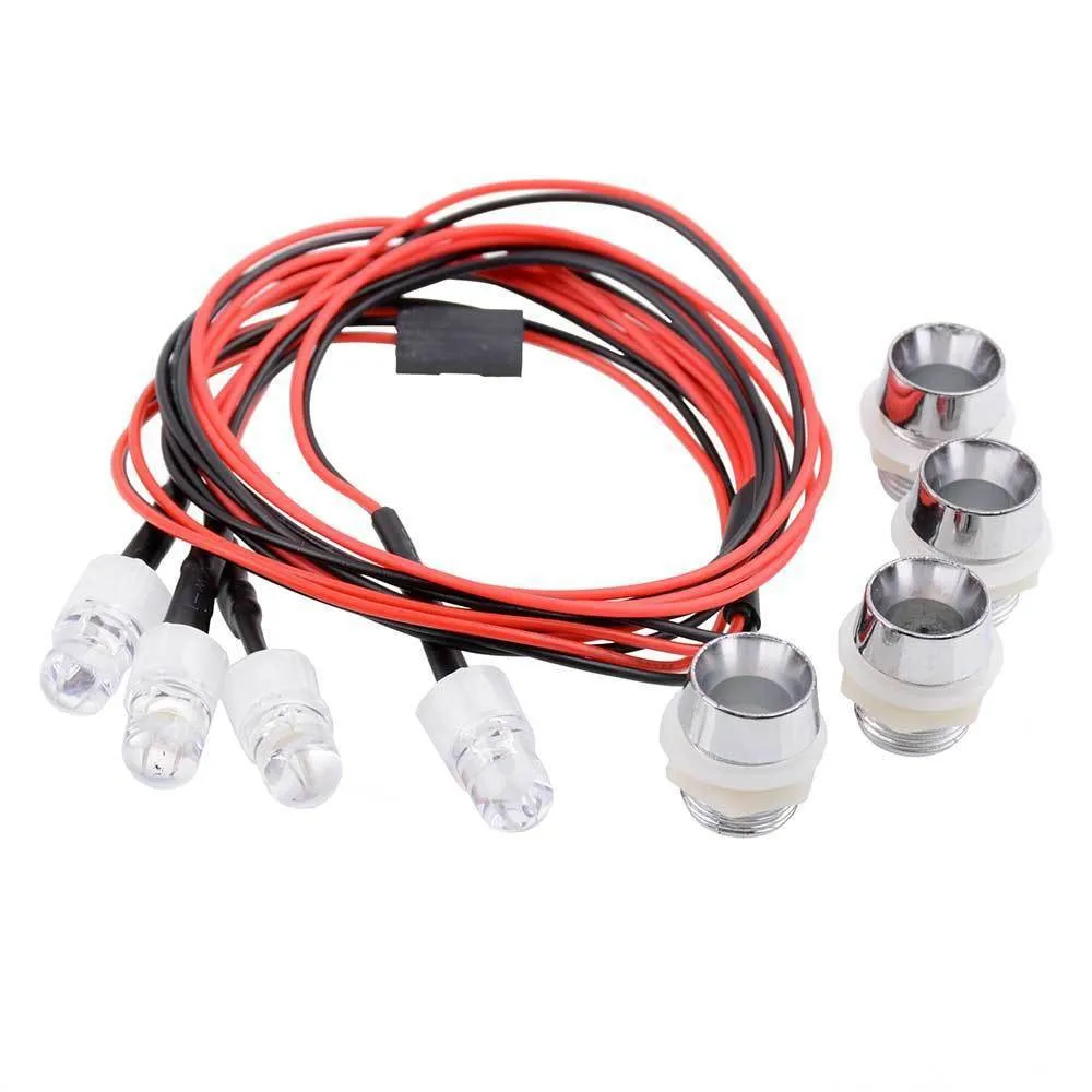 RC Front 8mm White Rear 8mm Red 4P Oil tram LED Headlight For Buggy Truck Car