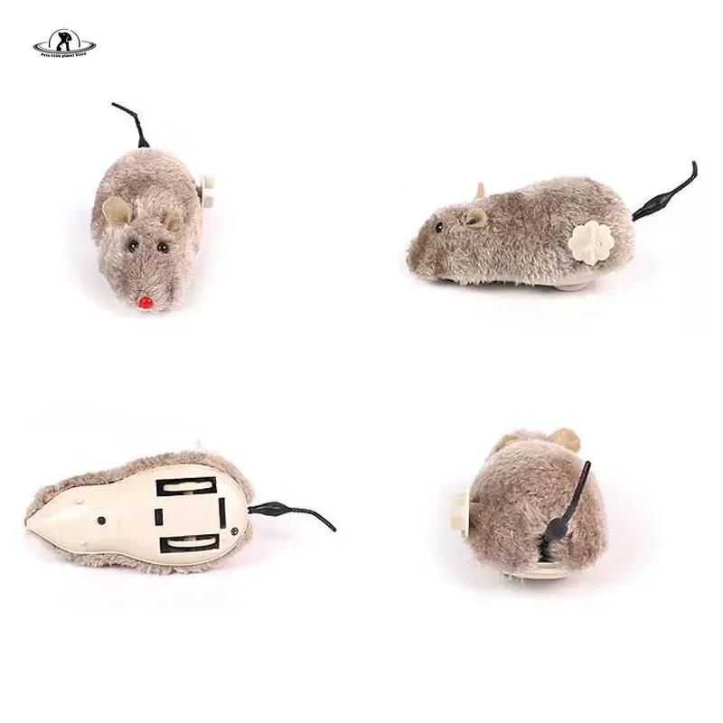 Hot Creative Funny Clockwork Spring Power Plush Mouse Toy Cat Dog Playing Toy Mechanical Motion Rat Pet Accessories Cat Toys