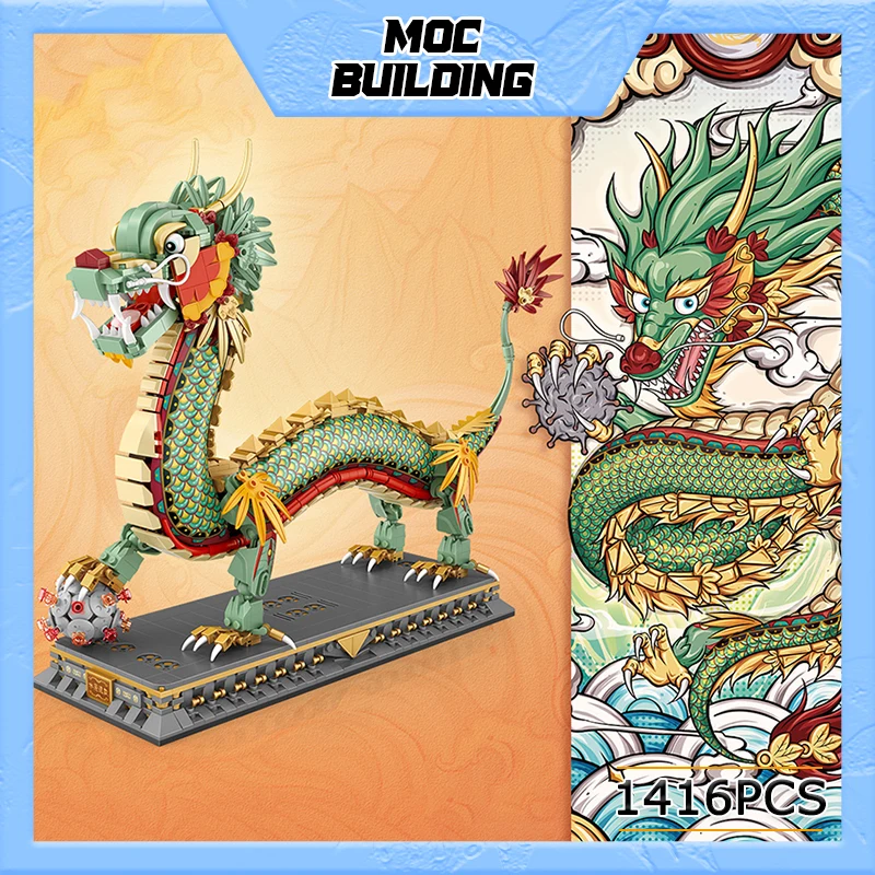 

1416pcs Chinese Dragon Building Block Mini Decoration Bricks Animal Puzzle Model DIY Assembled Toy Gift 1928