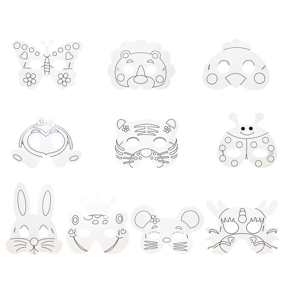 

10 Pcs Graffiti Mask Animal Decorating Ideas Paper Die Cut Manual Fancy Dress Party Masks