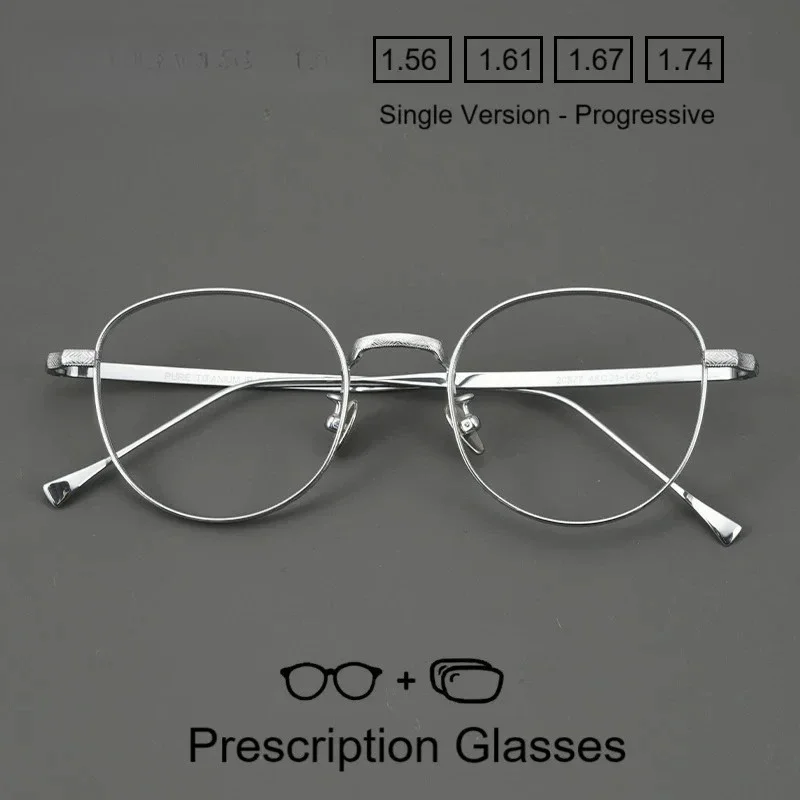 KIZN إطار من التيتانيوم النقي النظارات البصرية النساء النظارات الطبية الرجال مكافحة الأزرق اللونية قصر النظر النظارات المستديرة