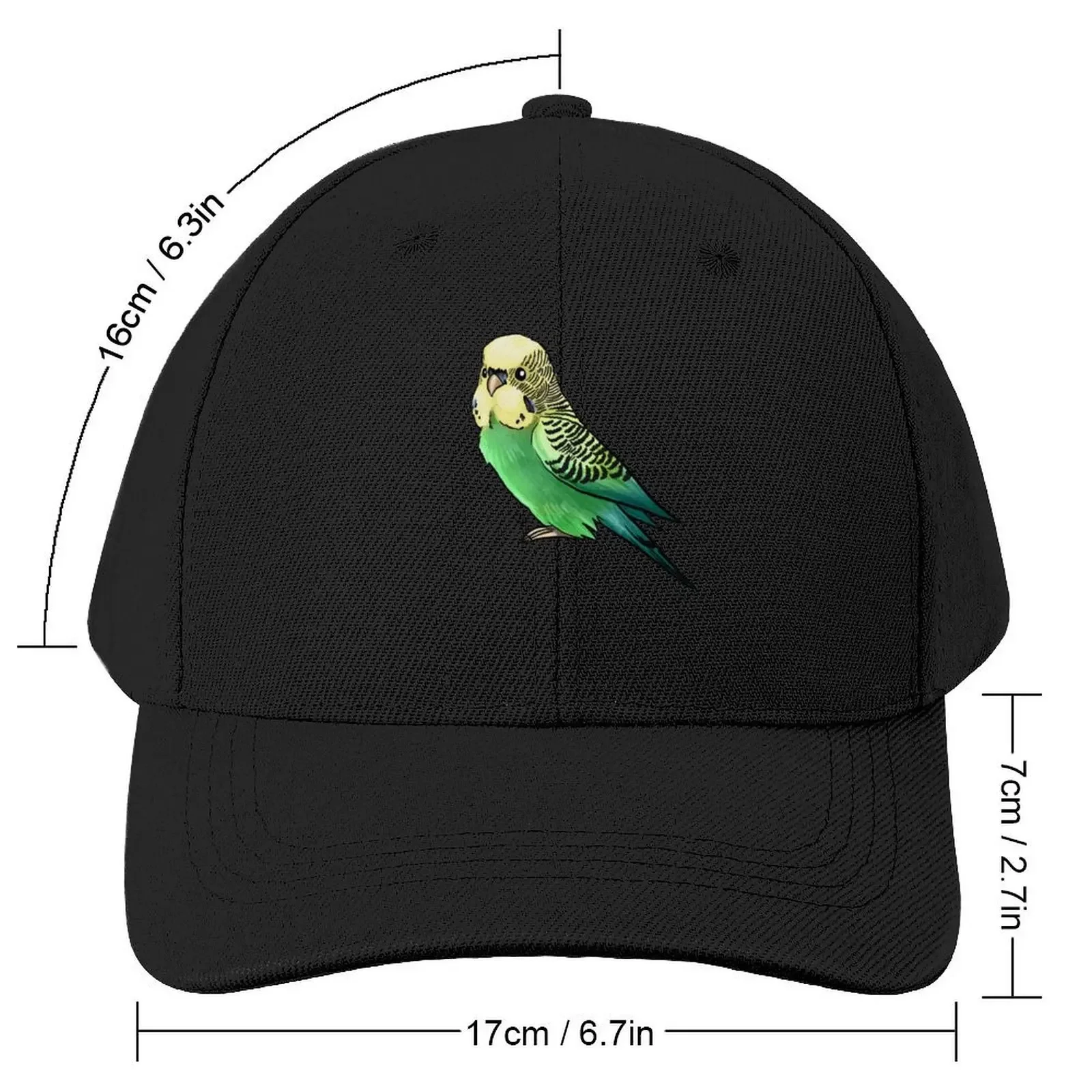 Green and Yellow Budgie Parakeet Baseball Cap Snap Back Hat Rugby foam party Hat beach hat Men Women's