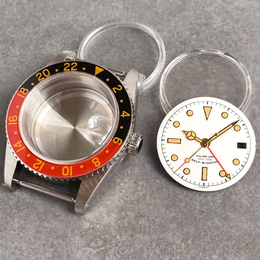 Caja de Reloj Retro Tandorio de 38 mm, 20 atm, Cristal de Zafiro Abombado, Bisel Automático Mecánico Compatible con NH34 NH35 ETA PT, Bisel de 120 Clics