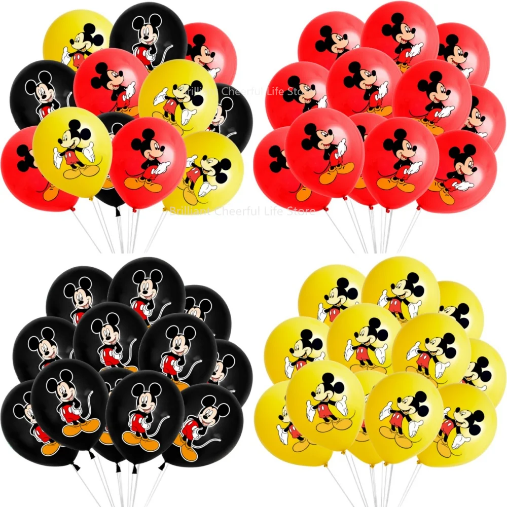 12 uds/24 Uds. Globo de látex de Mickey Mouse de Disney de 12 pulgadas para cumpleaños Baby Shower globos rojos y negros decoraciones para fiestas juguetes clásicos