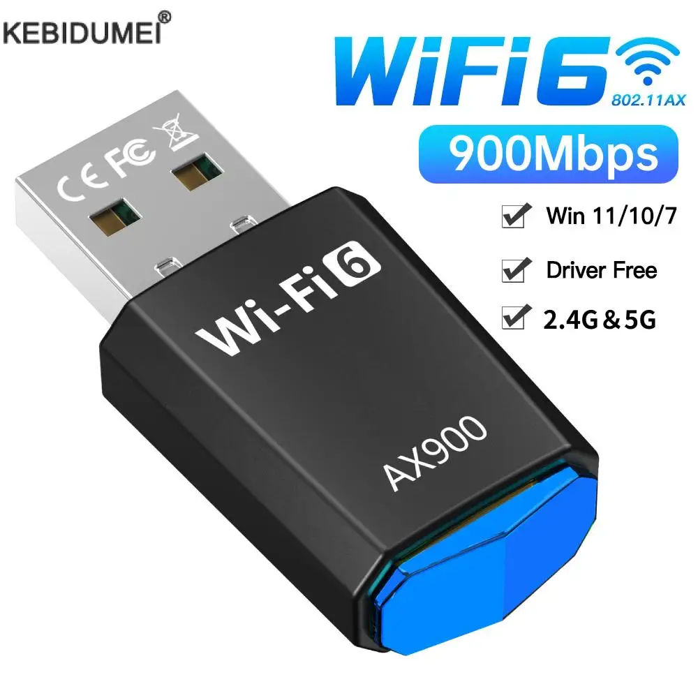 AX900 WiFi Adapter 2.4G&5GHz Dual Band Wireless Network Card Mini WiFi USB Ethernet for PC Laptop Desktop Drive Free