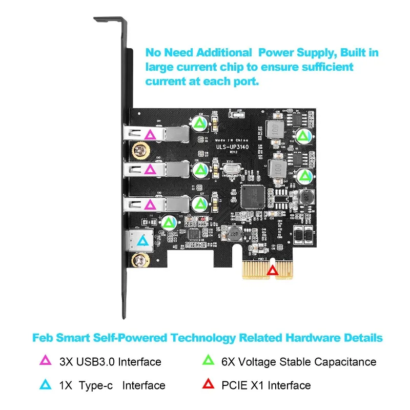 PCIE To 3 Ports USB3.0 Converter 1 Port USB3.1 Type-c PCI Express Expansion Card for Mac Pro Fresco Fl1100 No Need Power Supply
