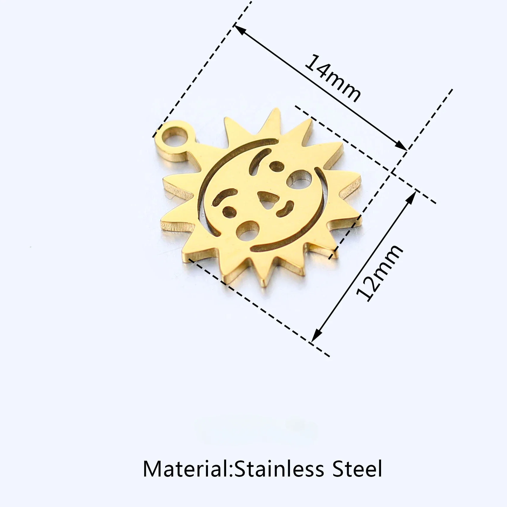 WZNB 5Pcs Celestial Sun Charms Face Stainless Steel Pendant for Jewelry Making Handmade Earring Necklace Supplies Diy Accessorie