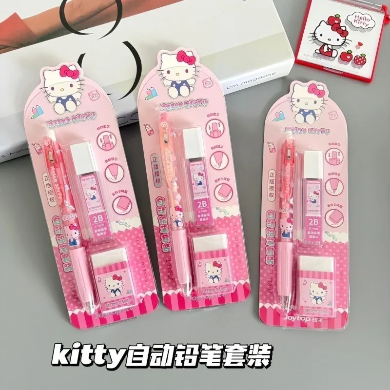 Sanrio Hello Kitty Automatic Pencil Set 0.7mm Cute Cartoon Mechanical Pencil High Appearance Level School Supplies for Girls view 3
