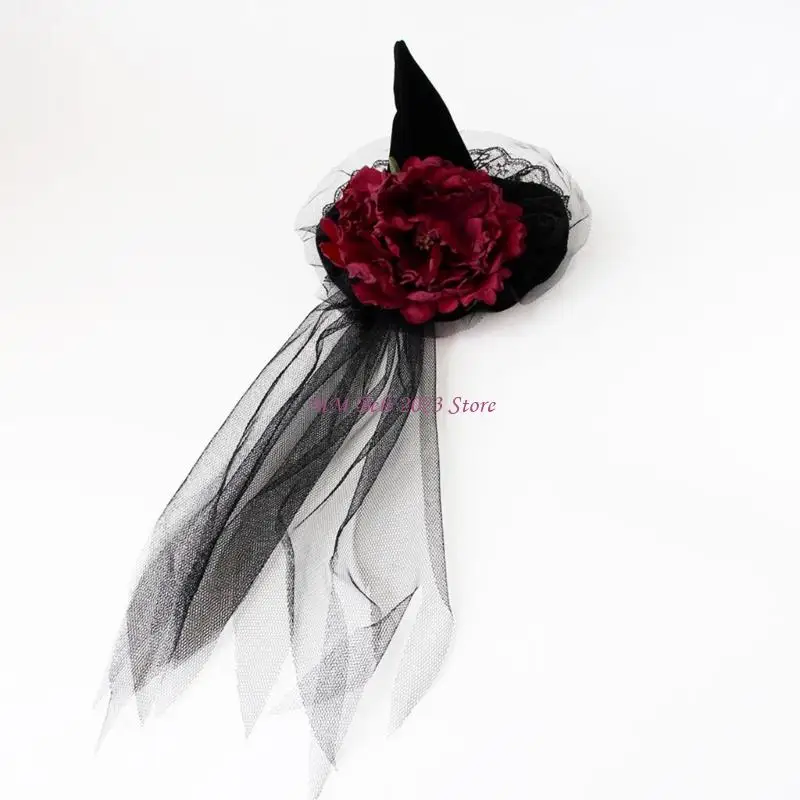 49ME Adjustable Pointed Witch Hat Hair Clip Headpiece for Halloween Costume Styling