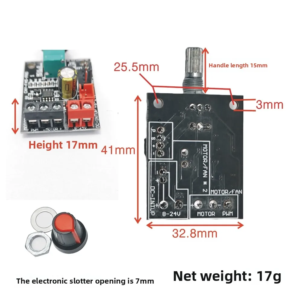 PWM Brushless Motor Speed Governor 4-wire Fan Speed Controller with Switch DC8-24V 0-100% Duty Cycle Adjustable Motor Regulator